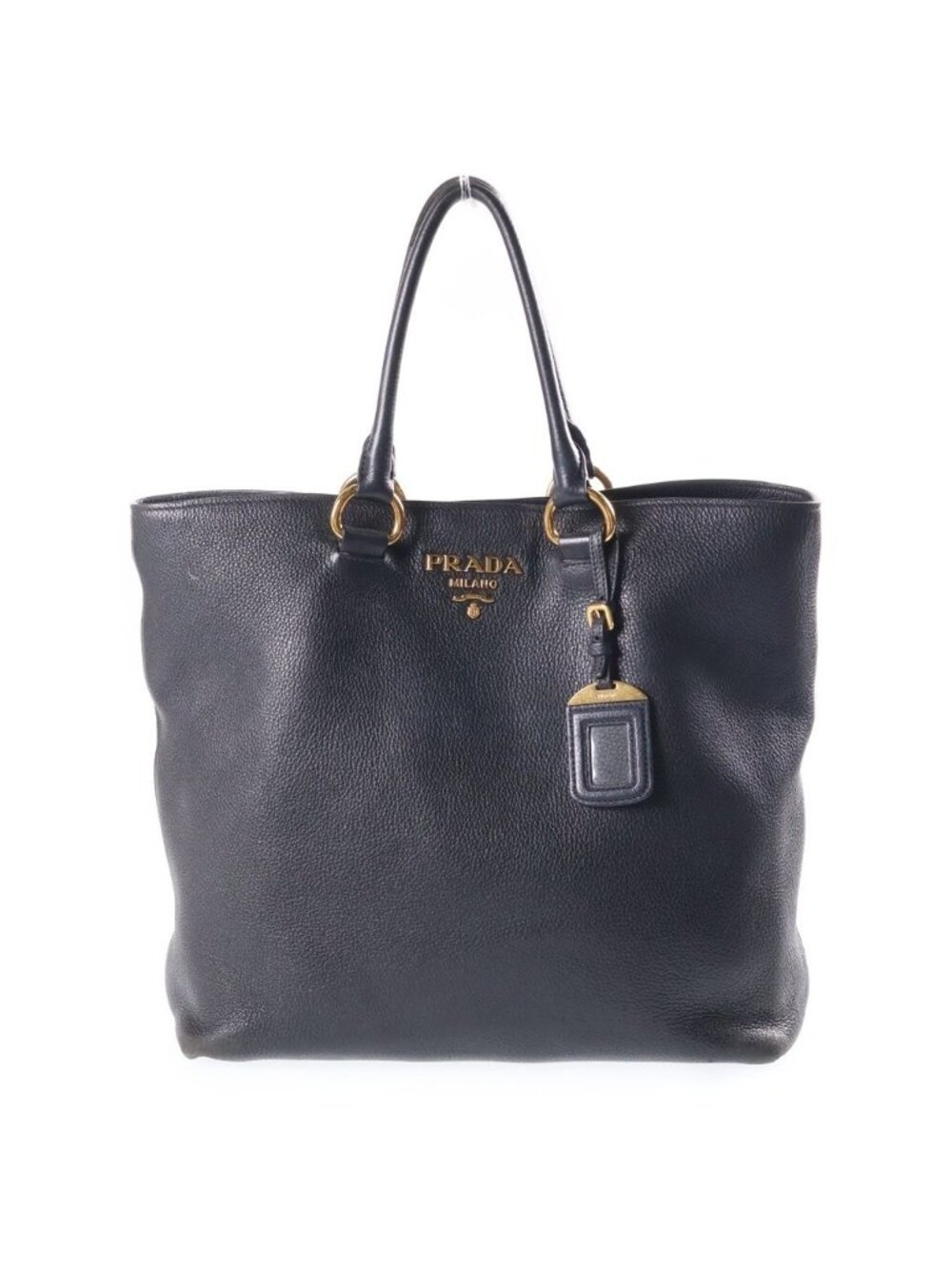 Prada Vitello Phoenix Leather 2-Way Hand Shoulder Tote Bag Gold Black